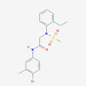 molecular formula C18H21BrN2O3S B3680101 N-(4-bromo-3-methylphenyl)-2-(2-ethyl-N-methylsulfonylanilino)acetamide 