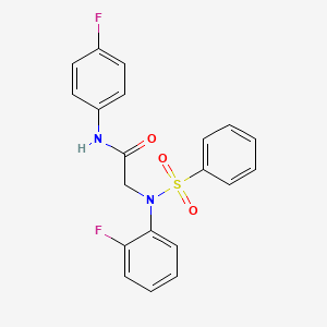 molecular formula C20H16F2N2O3S B3680134 N~2~-(Benzenesulfonyl)-N~2~-(2-fluorophenyl)-N-(4-fluorophenyl)glycinamide CAS No. 6485-01-4