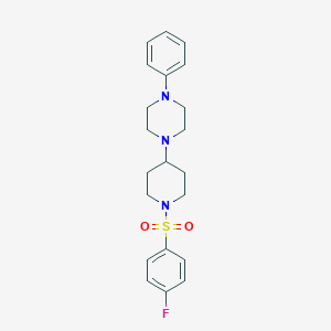 molecular formula C21H26FN3O2S B368014 1-{1-[(4-Fluorophenyl)sulfonyl]-4-piperidinyl}-4-phenylpiperazine CAS No. 496799-80-5