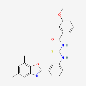 molecular formula C25H23N3O3S B3680210 N-{[5-(5,7-dimethyl-1,3-benzoxazol-2-yl)-2-methylphenyl]carbamothioyl}-3-methoxybenzamide 