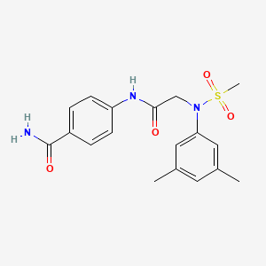 molecular formula C18H21N3O4S B3680221 4-{[N-(3,5-dimethylphenyl)-N-(methylsulfonyl)glycyl]amino}benzamide 