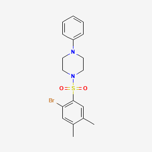 molecular formula C18H21BrN2O2S B3680305 1-(2-Bromo-4,5-dimethylbenzenesulfonyl)-4-phenylpiperazine 