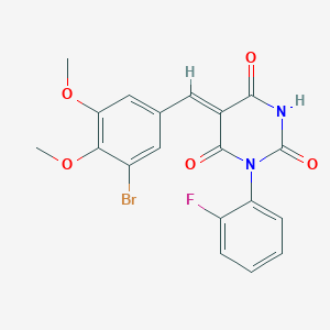 (5Z)-5-[(3-bromo-4,5-dimethoxyphenyl)methylidene]-1-(2-fluorophenyl)-1,3-diazinane-2,4,6-trione