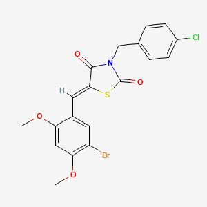 molecular formula C19H15BrClNO4S B3680338 (5Z)-5-(5-bromo-2,4-dimethoxybenzylidene)-3-(4-chlorobenzyl)-1,3-thiazolidine-2,4-dione 