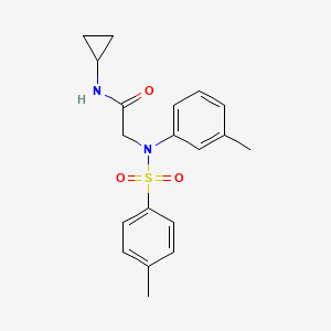 molecular formula C19H22N2O3S B3680343 N-cyclopropyl-2-(3-methyl-N-(4-methylphenyl)sulfonylanilino)acetamide 