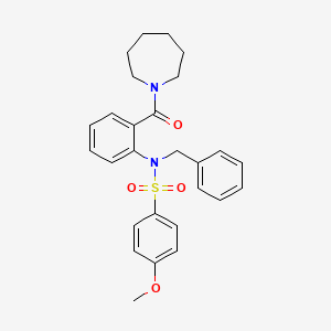 molecular formula C27H30N2O4S B3680363 N-[2-(1-azepanylcarbonyl)phenyl]-N-benzyl-4-methoxybenzenesulfonamide 