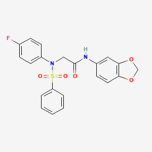 molecular formula C21H17FN2O5S B3680367 N~1~-1,3-benzodioxol-5-yl-N~2~-(4-fluorophenyl)-N~2~-(phenylsulfonyl)glycinamide 