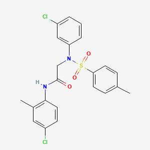 molecular formula C22H20Cl2N2O3S B3680370 N~1~-(4-chloro-2-methylphenyl)-N~2~-(3-chlorophenyl)-N~2~-[(4-methylphenyl)sulfonyl]glycinamide 