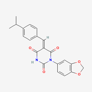 1-(1,3-BENZODIOXOL-5-YL)-5-[(E)-1-(4-ISOPROPYLPHENYL)METHYLIDENE]-2,4,6(1H,3H,5H)-PYRIMIDINETRIONE