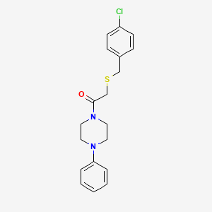 molecular formula C19H21ClN2OS B3680428 1-{[(4-chlorobenzyl)thio]acetyl}-4-phenylpiperazine 