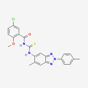 molecular formula C23H20ClN5O2S B3680431 5-chloro-2-methoxy-N-({[6-methyl-2-(4-methylphenyl)-2H-1,2,3-benzotriazol-5-yl]amino}carbonothioyl)benzamide 