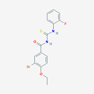 molecular formula C16H14BrFN2O2S B3680466 3-bromo-4-ethoxy-N-[(2-fluorophenyl)carbamothioyl]benzamide 