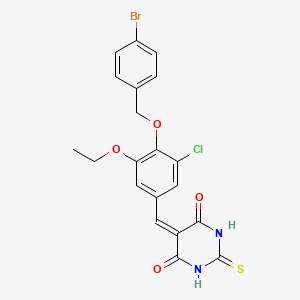 5-[[4-[(4-Bromophenyl)methoxy]-3-chloro-5-ethoxyphenyl]methylidene]-2-sulfanylidene-1,3-diazinane-4,6-dione