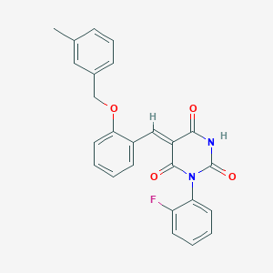 (5Z)-1-(2-fluorophenyl)-5-[[2-[(3-methylphenyl)methoxy]phenyl]methylidene]-1,3-diazinane-2,4,6-trione