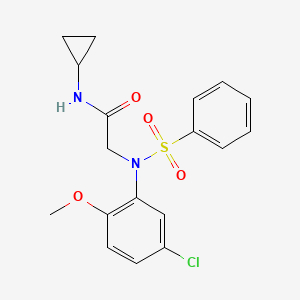 molecular formula C18H19ClN2O4S B3680541 N~2~-(5-chloro-2-methoxyphenyl)-N~1~-cyclopropyl-N~2~-(phenylsulfonyl)glycinamide 