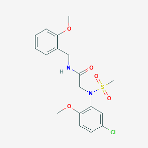 molecular formula C18H21ClN2O5S B3680671 2-(5-chloro-2-methoxy-N-methylsulfonylanilino)-N-[(2-methoxyphenyl)methyl]acetamide 