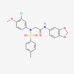 molecular formula C23H21ClN2O6S B3680693 N-2H-1,3-Benzodioxol-5-yl-N~2~-(3-chloro-4-methoxyphenyl)-N~2~-(4-methylbenzene-1-sulfonyl)glycinamide CAS No. 6492-62-2