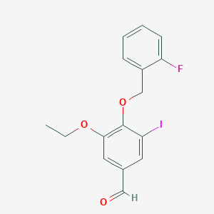 molecular formula C16H14FIO3 B3680704 3-ethoxy-4-[(2-fluorobenzyl)oxy]-5-iodobenzaldehyde 