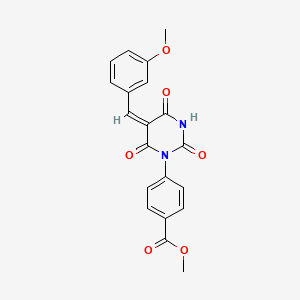 molecular formula C20H16N2O6 B3680816 methyl 4-[(5E)-5-[(3-methoxyphenyl)methylidene]-2,4,6-trioxo-1,3-diazinan-1-yl]benzoate 