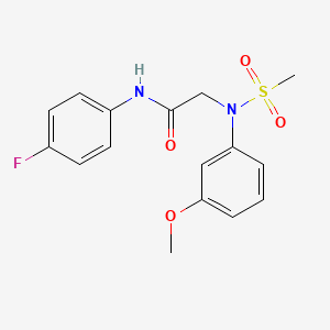 molecular formula C16H17FN2O4S B3680826 N-(4-fluorophenyl)-N~2~-(3-methoxyphenyl)-N~2~-(methylsulfonyl)glycinamide 