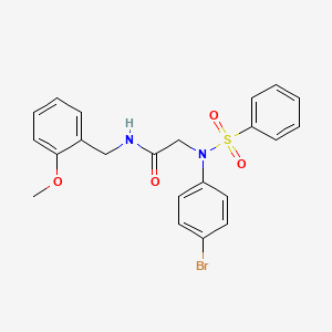 molecular formula C22H21BrN2O4S B3680888 2-[N-(benzenesulfonyl)-4-bromoanilino]-N-[(2-methoxyphenyl)methyl]acetamide 