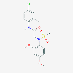 molecular formula C18H21ClN2O5S B3680945 N-(4-chloro-2-methylphenyl)-2-(2,4-dimethoxy-N-methylsulfonylanilino)acetamide 