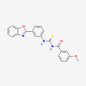 molecular formula C22H17N3O3S B3680991 N-{[3-(1,3-benzoxazol-2-yl)phenyl]carbamothioyl}-3-methoxybenzamide 