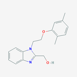 molecular formula C18H20N2O2 B368101 {1-[2-(2,5-Dimethylphenoxy)ethyl]benzimidazol-2-yl}methan-1-ol CAS No. 853752-63-3
