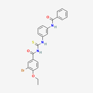 molecular formula C23H20BrN3O3S B3681033 3-bromo-4-ethoxy-N-({3-[(phenylcarbonyl)amino]phenyl}carbamothioyl)benzamide 