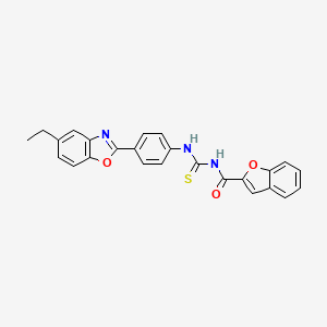 molecular formula C25H19N3O3S B3681065 N-{[4-(5-ethyl-1,3-benzoxazol-2-yl)phenyl]carbamothioyl}-1-benzofuran-2-carboxamide 