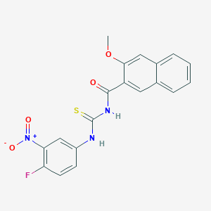 molecular formula C19H14FN3O4S B3681066 N-[(4-fluoro-3-nitrophenyl)carbamothioyl]-3-methoxynaphthalene-2-carboxamide 