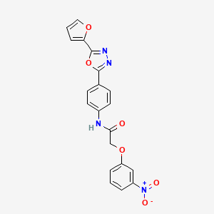 molecular formula C20H14N4O6 B3681098 N-{4-[5-(2-furyl)-1,3,4-oxadiazol-2-yl]phenyl}-2-(3-nitrophenoxy)acetamide 