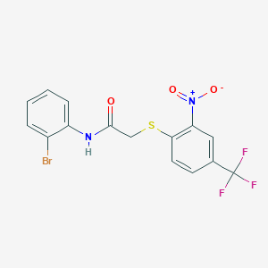 molecular formula C15H10BrF3N2O3S B3681138 N-(2-bromophenyl)-2-{[2-nitro-4-(trifluoromethyl)phenyl]sulfanyl}acetamide 