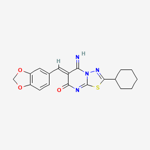 (6Z)-6-(1,3-benzodioxol-5-ylmethylidene)-2-cyclohexyl-5-imino-5,6-dihydro-7H-[1,3,4]thiadiazolo[3,2-a]pyrimidin-7-one