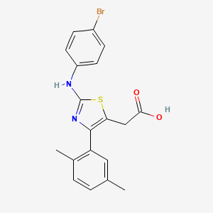 molecular formula C19H17BrN2O2S B3681257 [2-[(4-bromophenyl)amino]-4-(2,5-dimethylphenyl)-1,3-thiazol-5-yl]acetic acid 