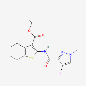 molecular formula C16H18IN3O3S B3681260 ethyl 2-{[(4-iodo-1-methyl-1H-pyrazol-3-yl)carbonyl]amino}-4,5,6,7-tetrahydro-1-benzothiophene-3-carboxylate 