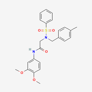 2-[benzenesulfonyl-[(4-methylphenyl)methyl]amino]-N-(3,4-dimethoxyphenyl)acetamide