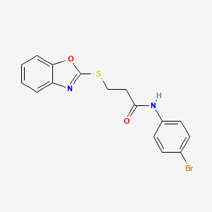 molecular formula C16H13BrN2O2S B3681296 3-(1,3-BENZOXAZOL-2-YLSULFANYL)-N~1~-(4-BROMOPHENYL)PROPANAMIDE 