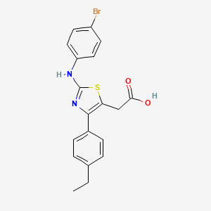 molecular formula C19H17BrN2O2S B3681343 2-[2-(4-Bromoanilino)-4-(4-ethylphenyl)-1,3-thiazol-5-yl]acetic acid 