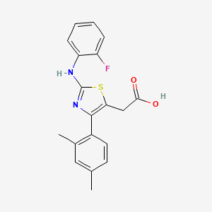 molecular formula C19H17FN2O2S B3681357 2-[4-(2,4-Dimethylphenyl)-2-(2-fluoroanilino)-1,3-thiazol-5-yl]acetic acid 