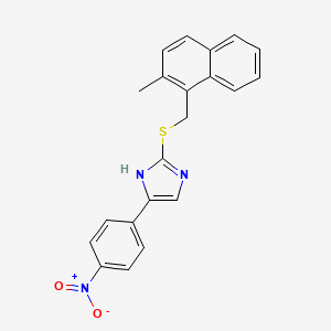 molecular formula C21H17N3O2S B3681383 2-[(2-methylnaphthalen-1-yl)methylsulfanyl]-5-(4-nitrophenyl)-1H-imidazole 