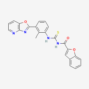 molecular formula C23H16N4O3S B3681400 3-(1-Benzofuran-2-carbonyl)-1-(2-methyl-3-{[1,3]oxazolo[4,5-B]pyridin-2-YL}phenyl)thiourea 