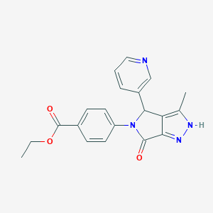 molecular formula C20H18N4O3 B368143 Ethyl 4-(3-methyl-6-oxo-4-pyridin-3-yl-2,4-dihydropyrrolo[3,4-c]pyrazol-5-yl)benzoate CAS No. 587008-48-8