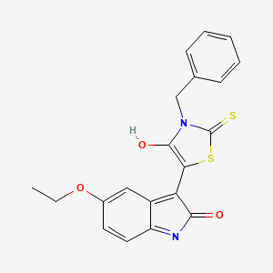 molecular formula C20H16N2O3S2 B3681440 (3Z)-3-(3-benzyl-4-oxo-2-thioxo-1,3-thiazolidin-5-ylidene)-5-ethoxy-1,3-dihydro-2H-indol-2-one CAS No. 6503-75-9