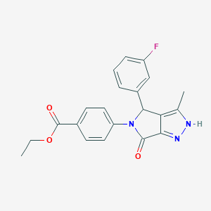 molecular formula C21H18FN3O3 B368145 Ethyl 4-[4-(3-fluorophenyl)-3-methyl-6-oxo-2,4-dihydropyrrolo[3,4-c]pyrazol-5-yl]benzoate CAS No. 578720-99-7