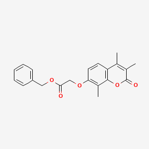 molecular formula C21H20O5 B3681452 benzyl 2-[(3,4,8-trimethyl-2-oxo-2H-chromen-7-yl)oxy]acetate 