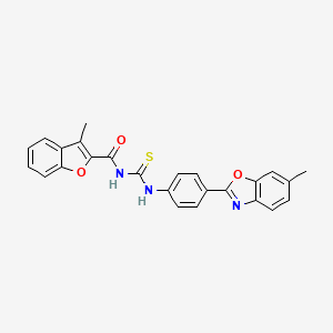 molecular formula C25H19N3O3S B3681462 3-methyl-N-{[4-(6-methyl-1,3-benzoxazol-2-yl)phenyl]carbamothioyl}-1-benzofuran-2-carboxamide 