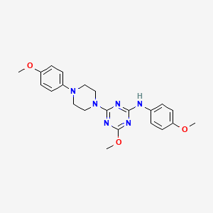 molecular formula C22H26N6O3 B3681475 4-methoxy-N-(4-methoxyphenyl)-6-[4-(4-methoxyphenyl)piperazin-1-yl]-1,3,5-triazin-2-amine 