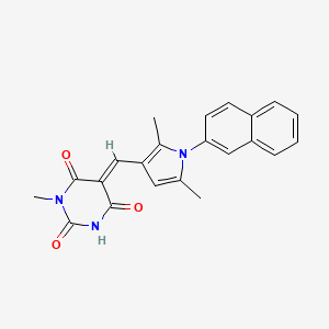 molecular formula C22H19N3O3 B3681499 5-{[2,5-dimethyl-1-(2-naphthyl)-1H-pyrrol-3-yl]methylene}-1-methyl-2,4,6(1H,3H,5H)-pyrimidinetrione 