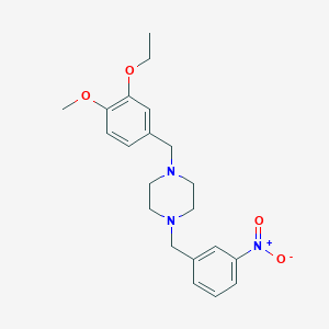 molecular formula C21H27N3O4 B3681507 1-[(3-ethoxy-4-methoxyphenyl)methyl]-4-[(3-nitrophenyl)methyl]piperazine 